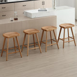 DUOMAY Backless Counter Stools Set of 4, Modern 24.25" Seat Height Low Bar Chairs Solid Rubber Wood Counter Height Barstools Farmhouse Dining Stools for Home Kitchen, Brown DUOMAY