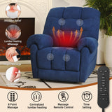 EONIX Power Rocker Recliner Chair, Lazy Boy Recliner Rocking Chair for Adults and Nursery, Electric Recliner Chair with Heat and Massage for Living Room, Bedroom, Study Room, Relaxation, Navy Blue EONIX