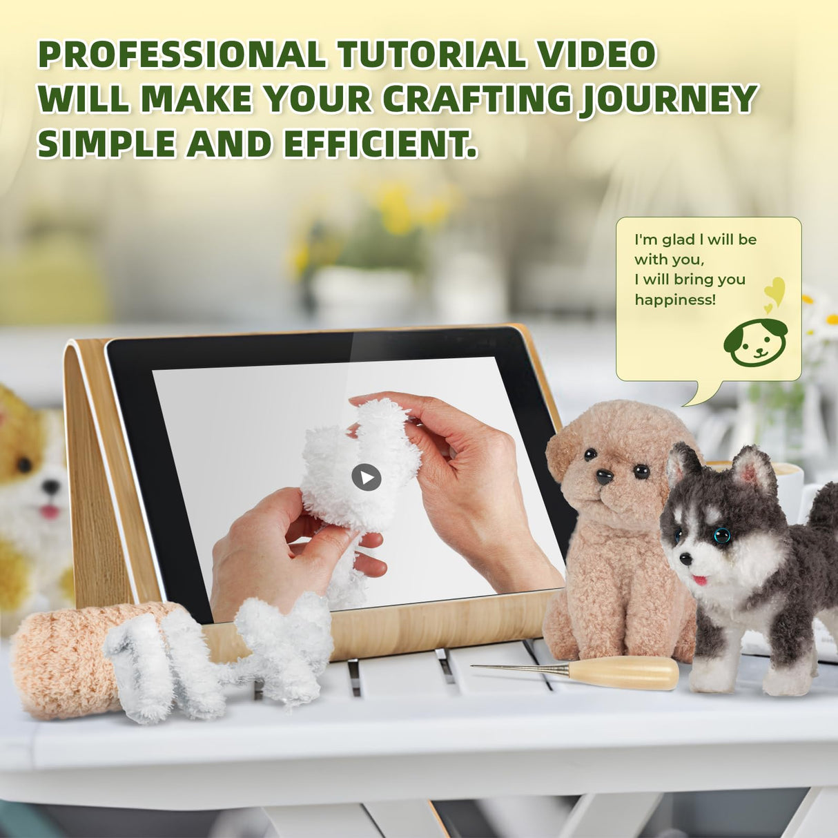 Pipe Cleaners Craft kit, A Pipe Cleaner kit Suitable for Beginners. It Includes a Kits for Making The Shapes of 4 Dogs and Comes with Simple and Easy-to-Understand Video tutorials. MOREJMTT