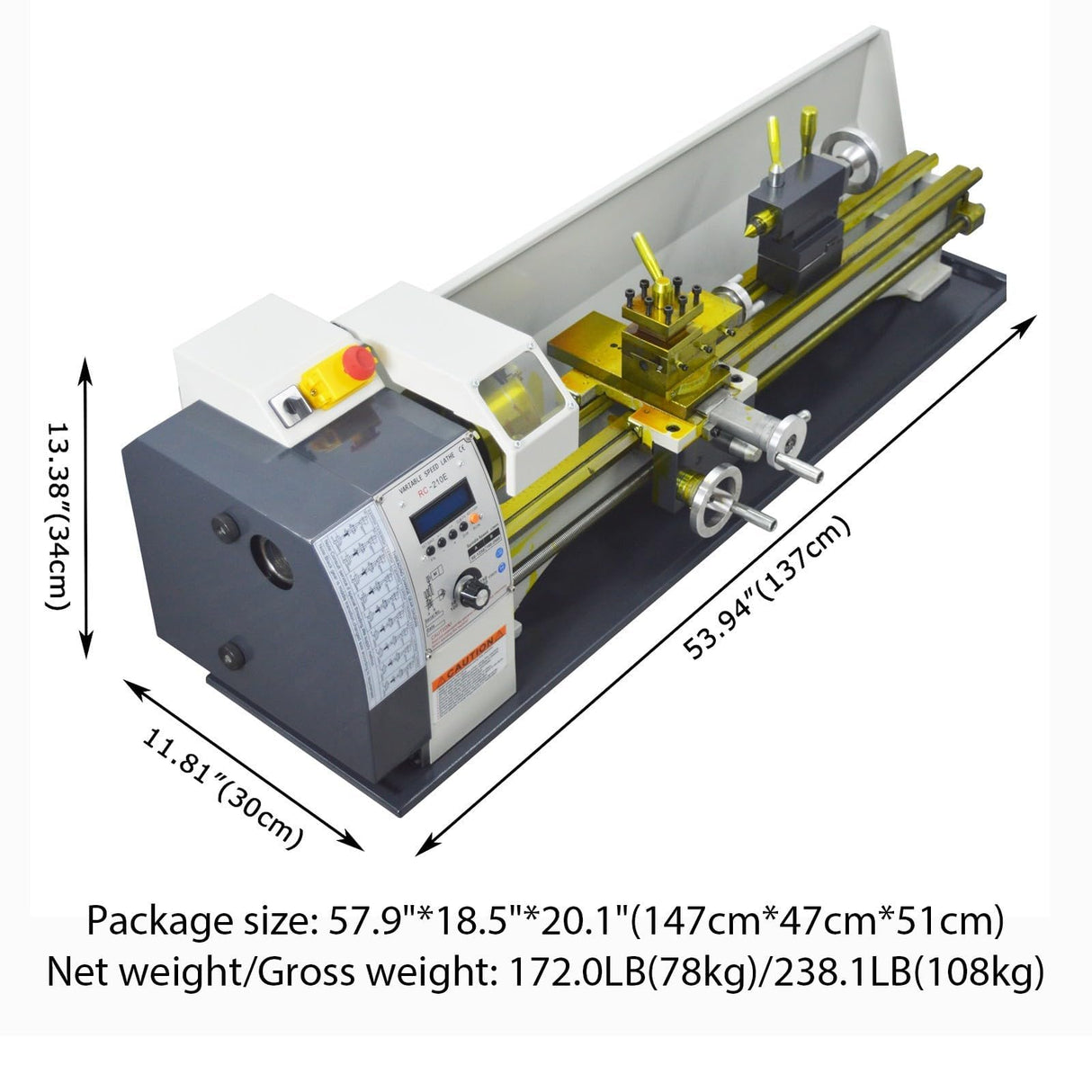 BEILOCKERY Metal Lathe RC-210E Automatic Inch/Metric Conversion 1100W Benchtop Electronic Gear Lathe Machine 50-2500rpm Variable Speed 8"*39" Electronic Pulse Precision Wood Horizontal Processer 110V BEILOCKERY