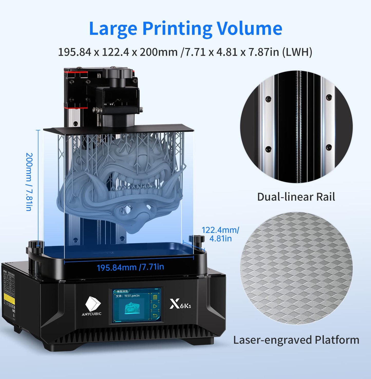 ANYCUBIC Photon Mono X 6Ks, Resin 3D Printer with 9.1'' 6K Mono Screen, LCD SLA Resin Printer with Upgraded LighTurbo Matrix, Large Print Volume 7.7'' x 4.8'' x 7.8'' - WoodArtSupply