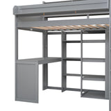 Modern Grey Twin Size Loft Bed with Built-in Desk and Ample Storage by Bekeknlny Bekeknlny