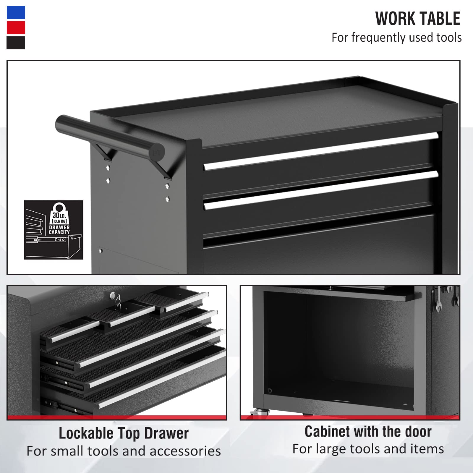 8 Drawers Rolling Tool Chest with Drawers, High Capacity Toolbox on Wheels, Lockable Drawers Tool Box Organization and Storage, Tool Cabinets on Wheels for Garage and Repair Shop(Black) - WoodArtSupply