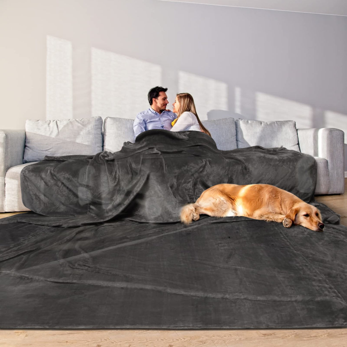 Edenleaf Oversized Blanket 120x120 Inches, Giant Huge Companion for Bed, Sofa,Travel and Camping, Extra Large Big Soft Blanket Fits The Whole Family and Outdoors, Dark Grey 10'x10' Edenleaf