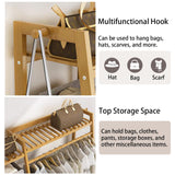 Baveke Bamboo Garment Rack 9 Tier Storage Shelf Coat Clothes Hanging Rack, Portable Wardrobe Closet Organizer With Top Shelf, Shoe Storage Shelves for Bedroom (Natural - 74.8 in) Baveke