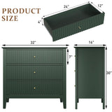 RoyalCraft Dark Green Fluted 3 Drawer Dresser, 32 inch Wide Dresser Nightstand for Bedroom, Modern Wood Chest of Drawers, Large Painted Nightstand with 3 Drawers for Closet, Hallway, Entryway RoyalCraft