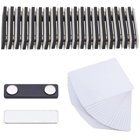 DIY Name Badges, Wisdompro 20 Set White Printable Blank PVC Badges (3.38 x 2.13 Inch) with Magnetic Name Tag for Jacket, Lapel,or Shirt - No Holes in Your Fine Jackets or Shirts Wisdompro