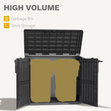 DWVO Tool Storage Shed, Storage for Bakcyard, Patio, and Garden, Resin Plastic Shed with Sloped Lid, Lockable Door, and Wood Grain Finish, Black DWVO