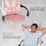 ErgoDesign Gaming Chair with Linkage Armrest & Footrest, High Back Video Gaming Chair, Pink/White ErgoDesign
