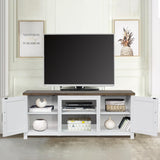 COMEFFIE Modern 58" TV Stand, Media Entertainment Center for TV up to 65 Inch, Console Table with Storage Cabinets for Living Room (White Without Fireplace) COMEFFIE