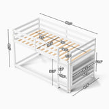 TOLEAD Low Bunk Bed Twin Over Twin, Floor Bunk Bed with Bookshelf&Ladder, Twin Bunk Bed with Full Guardrails, Wooden Bunk Bed for Juniors, Boys, Girls, Kids, Bedrooms (White) TOLEAD