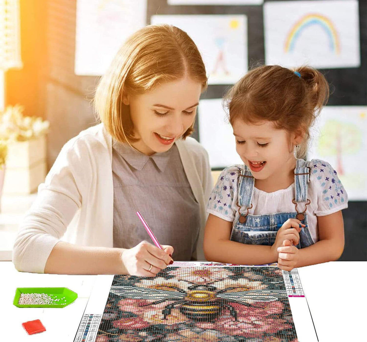 4 Pack Diamond Art Kits for Adults Beginners,Dragonflies, Butterflies, Moths, Bees Full Round Drill DIY Diamond Painting Kits,Paint by Diamonds Dot Gem Art Crystal Easy,Home Wall Decor 12x16Inch Tiwabb