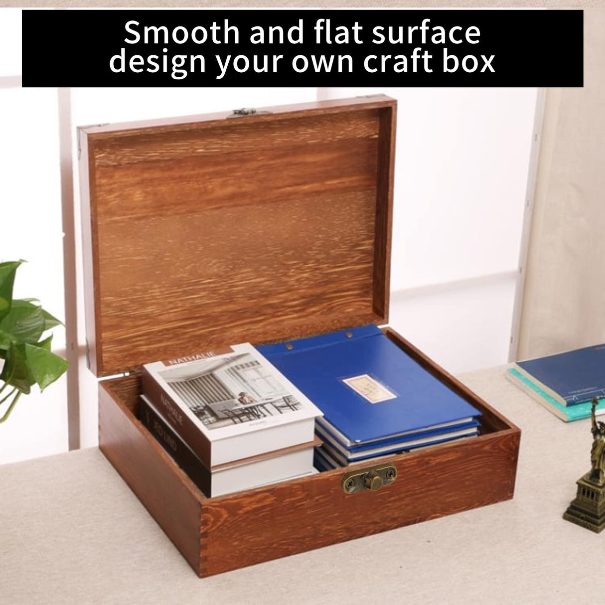 Acrux7 4 Pack Unfinished Wood Boxes, 7.2 Inch Unpainted Wooden Box with Hinged Lid, Small Plain Pine Wood Storage Boxes for Crafts, DIY, Jewelry, Keepsake (7.2x5x2.5 Inch) Acrux7