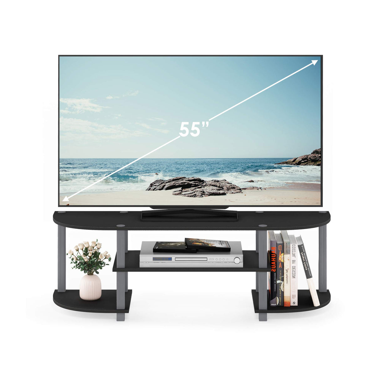 Furinno Turn-S-Tube Wide TV Entertainment Center, Black/Grey Furinno