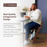 FORNEL Wooden High Chair for Babies and Toddlers - Adjustable Height Easy to Clean Toddler Highchair - Kids Dining Chair from 3 Years to 200 Lb, Grow with Child (Dark Walnut) Fornel