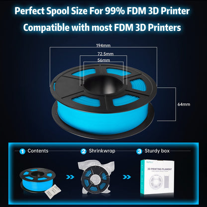 SUNLU Glow in The Dark PLA Filament, Neatly Wound Luminous PLA 3D Printer Filament 1.75mm Dimensional Accuracy +/- 0.02mm, Fit Most FDM 3D Printers, 1kg Spool (2.2lbs), (Blue PLA, Glow Blue) - WoodArtSupply