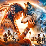 CHWGLFGG 5D Diamond Art Kits for Adults Beginners, Indian Woman and Wolf Diamond Painting Kits, DIY Full Round Drill Paint by Diamonds Dot Gem Art for Adults, Home Wall Decor 13.7X 13.7 Inch CHWGLFGG