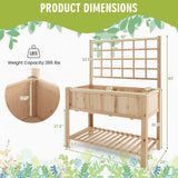S AFSTAR Raised Garden Bed with Trellis, 48x23x63in Elevated Planter Box with Legs, Bottom Storage Shelf, Planter Liner, Wood Standing Planter Stand for Climbing Plants Flowers Vegetables Herbs S AFSTAR