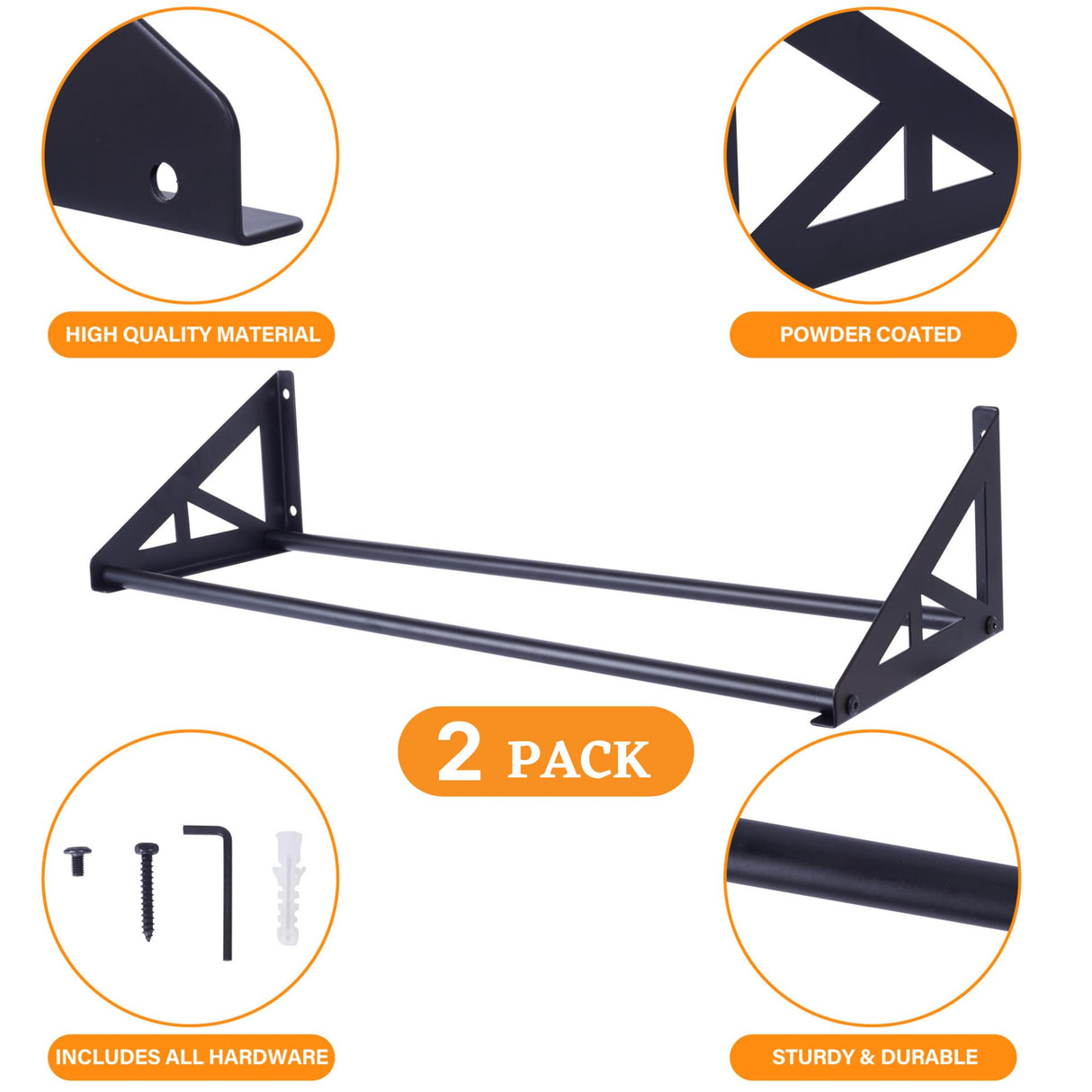 EROTASH 3D Printer Filament Storage Rack, Filament Rack Wall Mount, 3D Filament Storage Shelf, Filament Spool Holder for 3D Printer Rolls, 2 PCS Heavy Duty Metal Organizer for 3D Printing Studio EROTASH