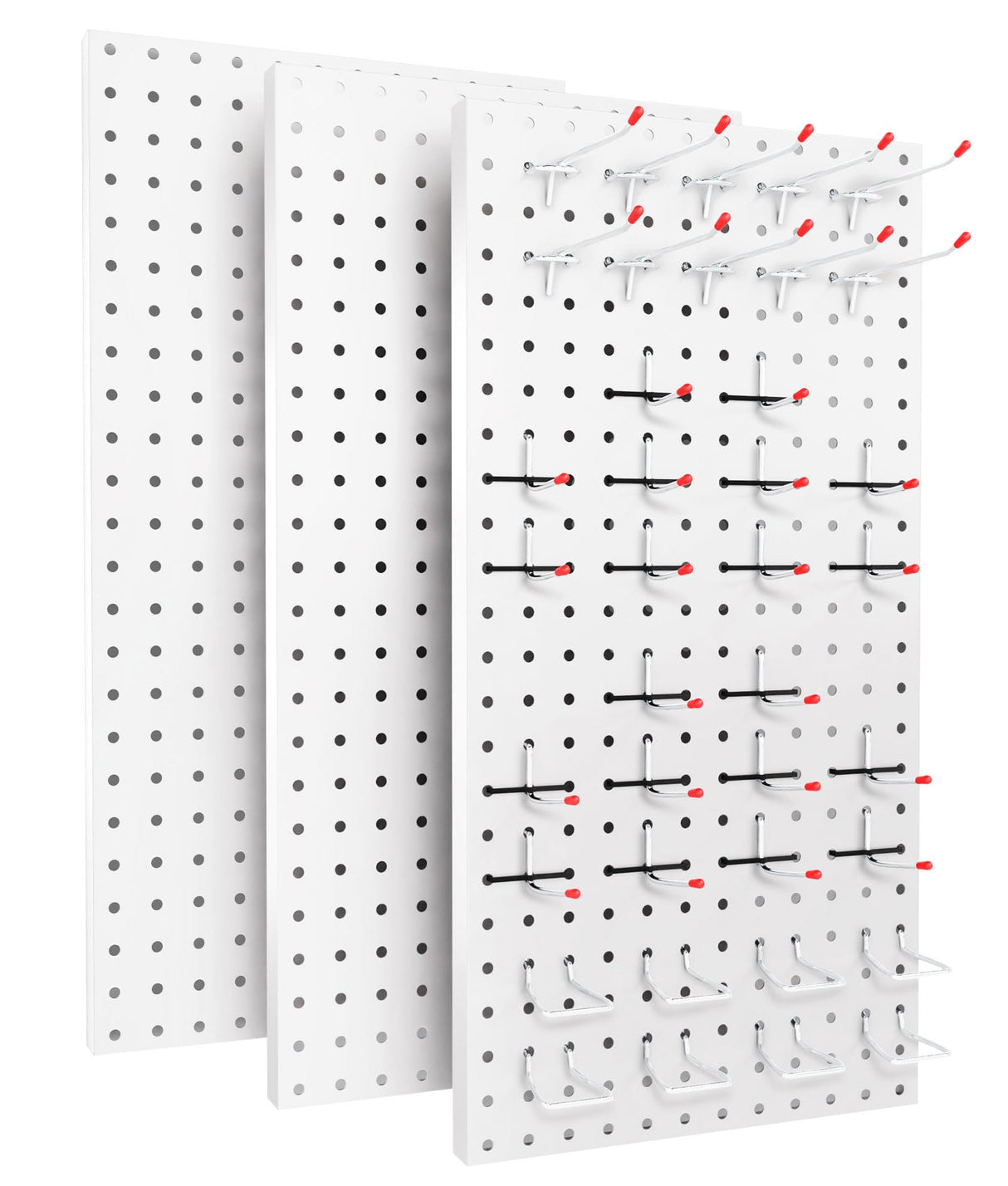 COLCUT Pegboard Organization System for Wall, 3 Pack Metal Pegboard (12x24 Inch) with 58 Hooks, Perfect for Home Office, Kitchen, Craft Room, Living Area and Indoor Porch,White COLCUT