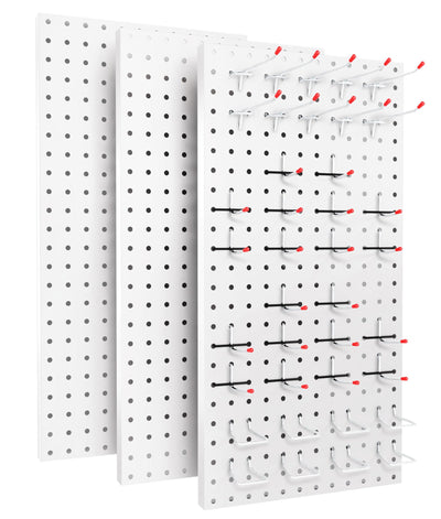 COLCUT Pegboard Organization System for Wall, 3 Pack Metal Pegboard (12x24 Inch) with 58 Hooks, Perfect for Home Office, Kitchen, Craft Room, Living Area and Indoor Porch,White