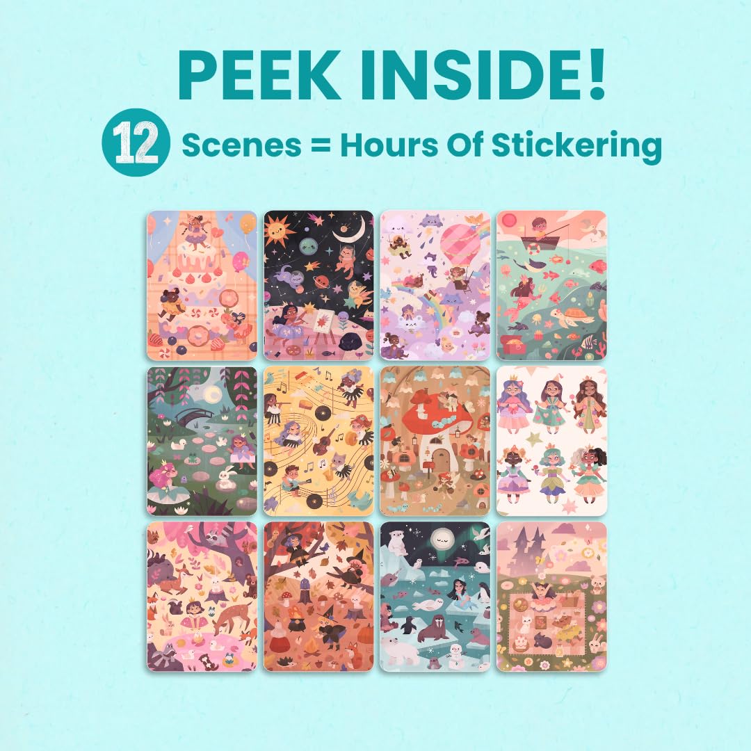 Princess Sticker Book Activity for Kids, World of Princesses by Cupkin, Toddler Airplane Travel Essentials, 500+ Stickers for Kids 12 Scenes + Coloring Book Pages, Girly Kid Gift, Crafts Ages 2-8 CUPKIN