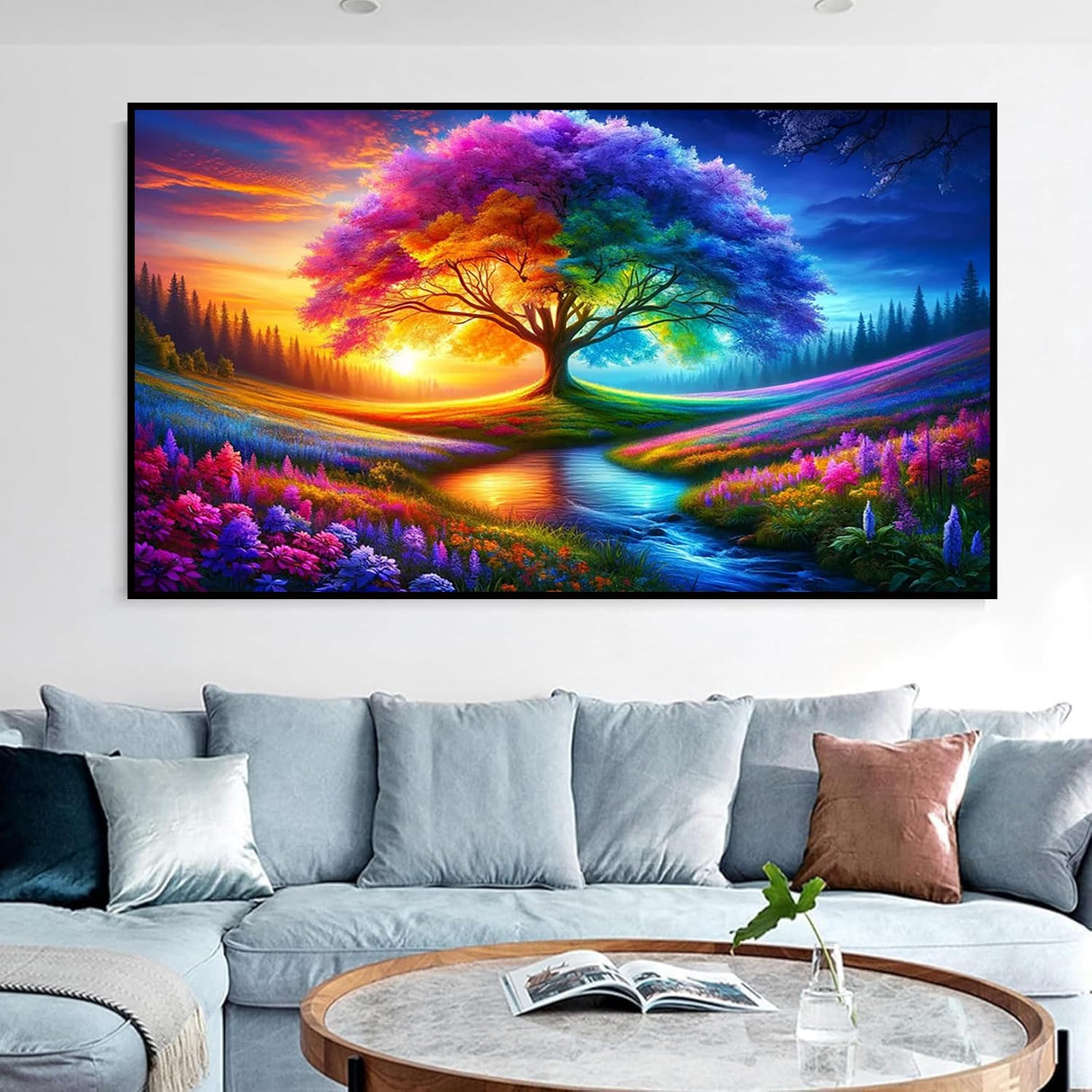 ijbnhd Large Diamond Painting, Tree of Life Extra Large Diamond Art Kits for Adults, Full Drill Round Big Diamond Painting, DIY Gem Art and Crafts for Home Wall Decor Gift 27.5 X 15.7inch ijbnhd