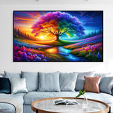 ijbnhd Large Diamond Painting, Tree of Life Extra Large Diamond Art Kits for Adults, Full Drill Round Big Diamond Painting, DIY Gem Art and Crafts for Home Wall Decor Gift 27.5 X 15.7inch ijbnhd