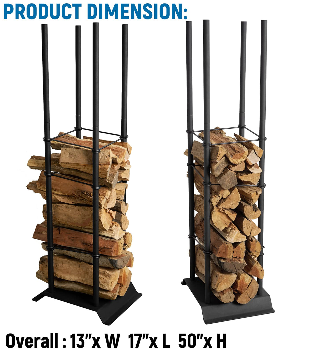 LEOPO Industrial Fireplace Log Holder Tower, Frame Indoor Outdoor Log Holder, Heavy Duty Wood Rack for Firewood LEOPO