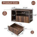 BuildHom Modern Walnut Fluted Floating Nightstand with Charging Station, NightStand with Drawers, Bedside with USB Ports and Outlets, Bedroom Furniture (Set of 2) BuildHom