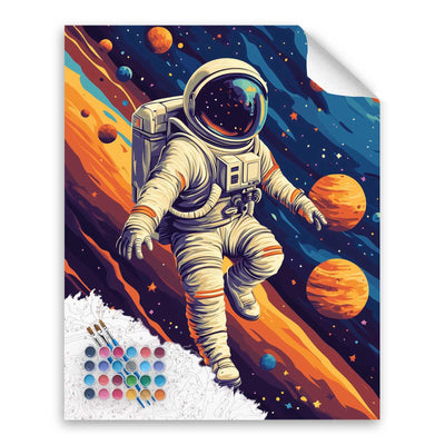 Space Paint by Number, Astronaut Paint by Numbers for Adults, Planets Canvas Wall Art, Universe Landscape Acrylic Painting for Gift, Abstract Home Wall Decor(16x20inch, No Frame)