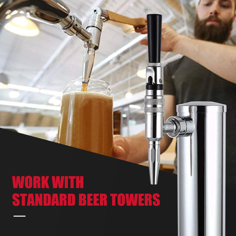 MRbrew Stout Beer Coffee Faucet, 304 Grade Stainless Steel Beer Tap Nitrogen Keg Draft Faucet, Homebrew Cold Brew Kegerator Beer Tower Tap with Standard Black Plastic Tap Handle MRbrew