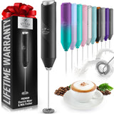 Zulay Kitchen Powerful Milk Frother Wand - Mini Milk Frother Handheld Stainless Steel - Battery Operated Drink Mixer for Coffee, Lattes, Cappuccino, Matcha - Froth Mate Milk Frother Gift - Black Zulay Kitchen