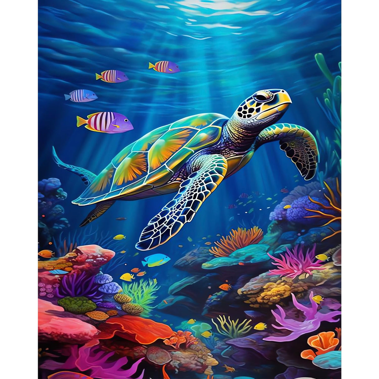 HITIRECOVI Sea Turtle Adult Paint by Number Kits on Canvas,Sea Turtle Paint by Numbers Adults,Paint by Number Canvas for Adults,DlY Painting by Number Adult for Gifts Home Wall Decor 16x20inch HITIRECOVI
