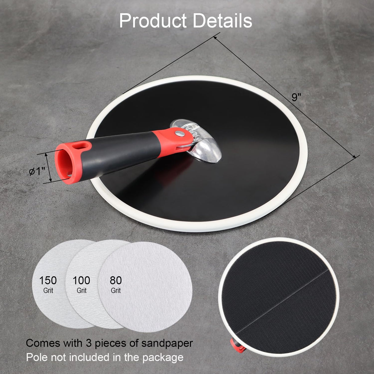 SCOTTCHEN Drywall Sander 9 Inch Radial Round Pole Sander for Dry Wall Include 3pcs Sanding Sheets 80，100，150 Grits SCOTTCHEN