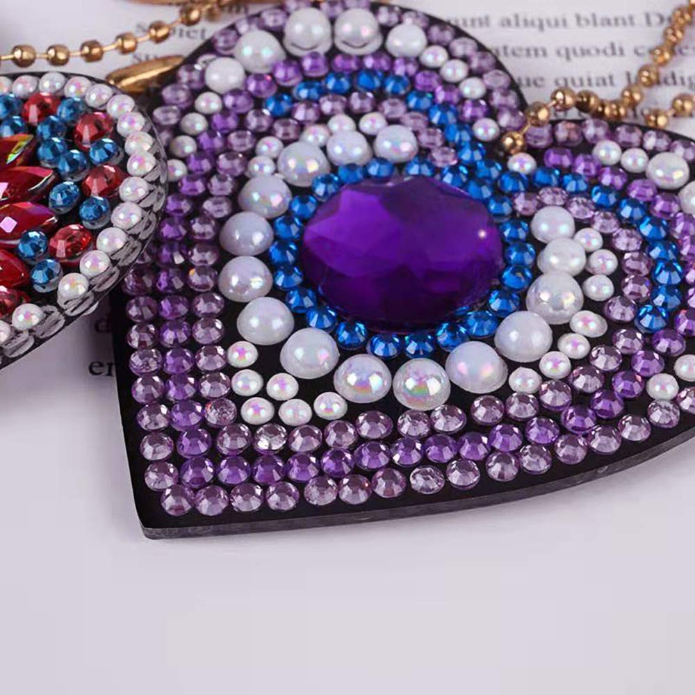 HXYQMMY 5PCS Diamond Painting Keychain -Diamond Art Kits for Adult Paint with Diamonds by Numbers Love Heart Pendant Diamond Art Keychains Crat HXYQMMY