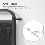 HOOBRO Wooden Panel Headboard, King Headboard, Minimalist Head Board with Metal Frame, Height Adjustable, with Bed Frame Adapter, Black HOOBRO