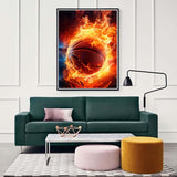 Zariocy 5D Diamond Art Kits for Adults Basketball Fire, DIY Diamond Painting Art Round Full Drill Crystal Diamond Embroidery Paintings Arts Craft for Home Office Wall Decor 12x16 inch Zariocy