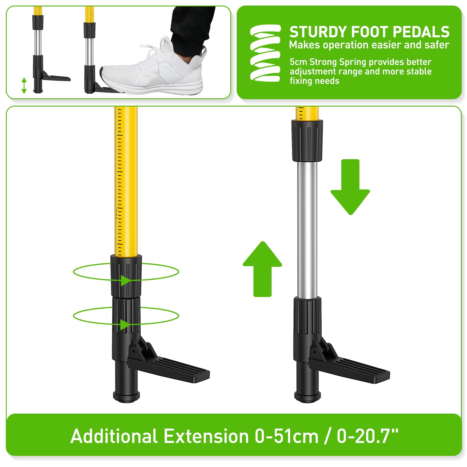 Huepar 12 Ft./3.7M Professional Laser Level Pole with Tripod and 1/4-Inch by 20-Inch Laser Mount for Rotary and Line Lasers, Adjustable Telescoping Laser Pole with 5/8"-11 Threaded Adapter-LP - WoodArtSupply