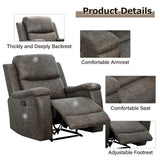 CANMOV Leather Recliner Chair, Classic and Traditional Manual Recliner Chair with Overstuffed Arms and Back, Manual Single Sofa with Concealed Cup Holders,Grey CANMOV