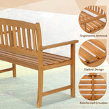 Tangkula 2-Person Outdoor Acacia Wood Garden Bench with Backrest and Armrests Tangkula
