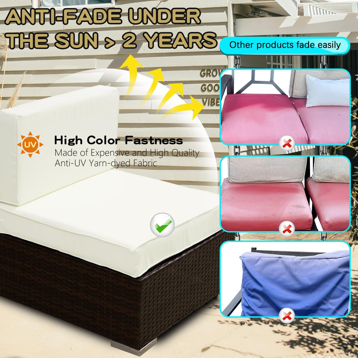 ClawsCover 13Pack Outdoor Seat and Back Cushions Replacement Covers Fit for 7Pieces Wicker Rattan Patio Furniture Set Sectional Couch with Dining Table and Ottoman,Cream-Include Cover Only ClawsCover