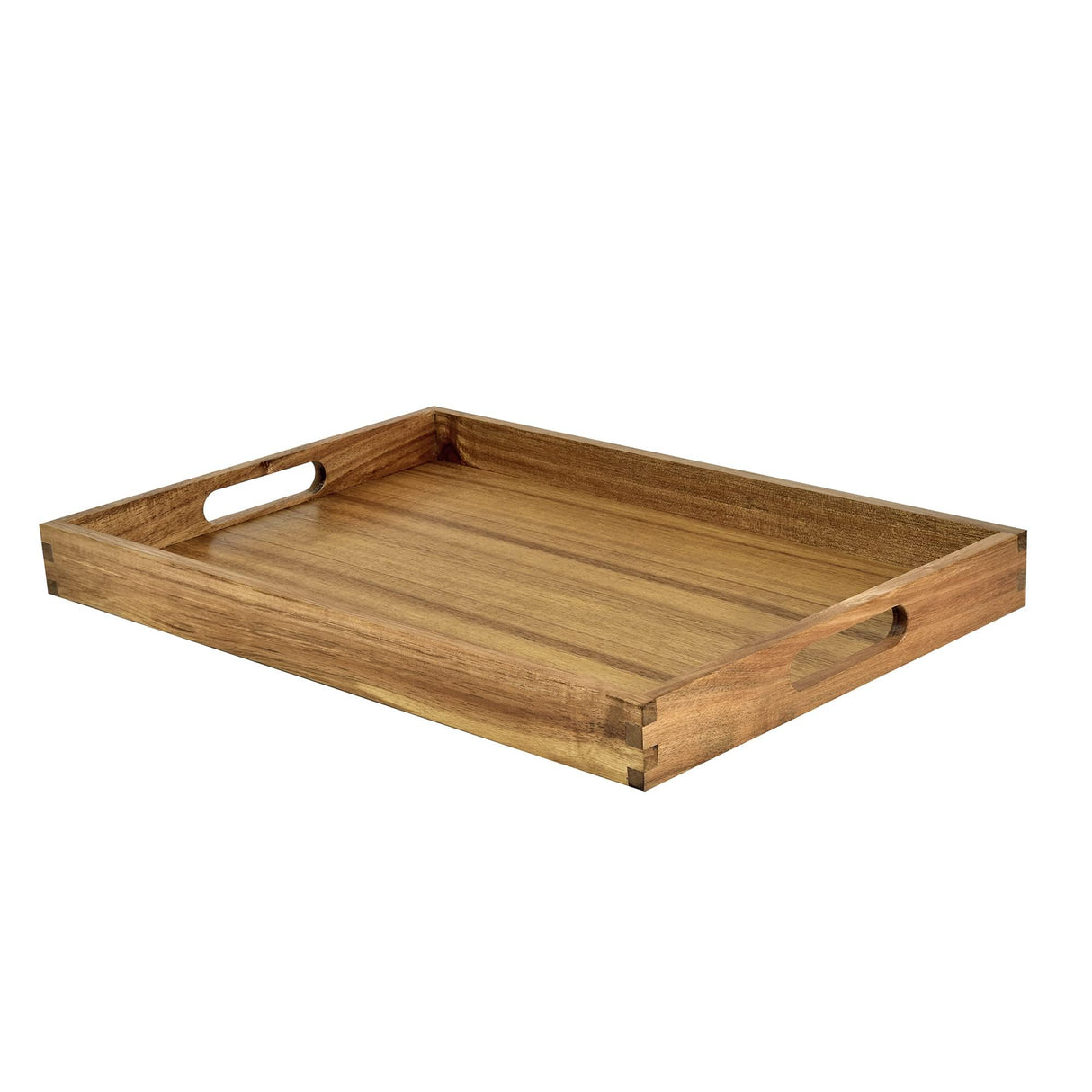 KITEISCAT Acacia Wood Serving Tray with Handles - 17-Inch Decorative Wooden Tray - Perfect for Breakfast, Lunch, Dinner, Appetizers, Patio, Ottoman, Coffee Table - Durable Living Room and Couch Tray KITEISCAT