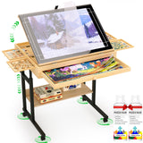 Large Puzzle Table with Drawer for 300-1500 Piece Jigsaw Puzzles – Adjustable Height & Angle, Wooden Puzzle Board with Felt PP Cover, Storage Shelf, Metal Stand, Wheels for Adults & Enthusiasts CEDARDVD