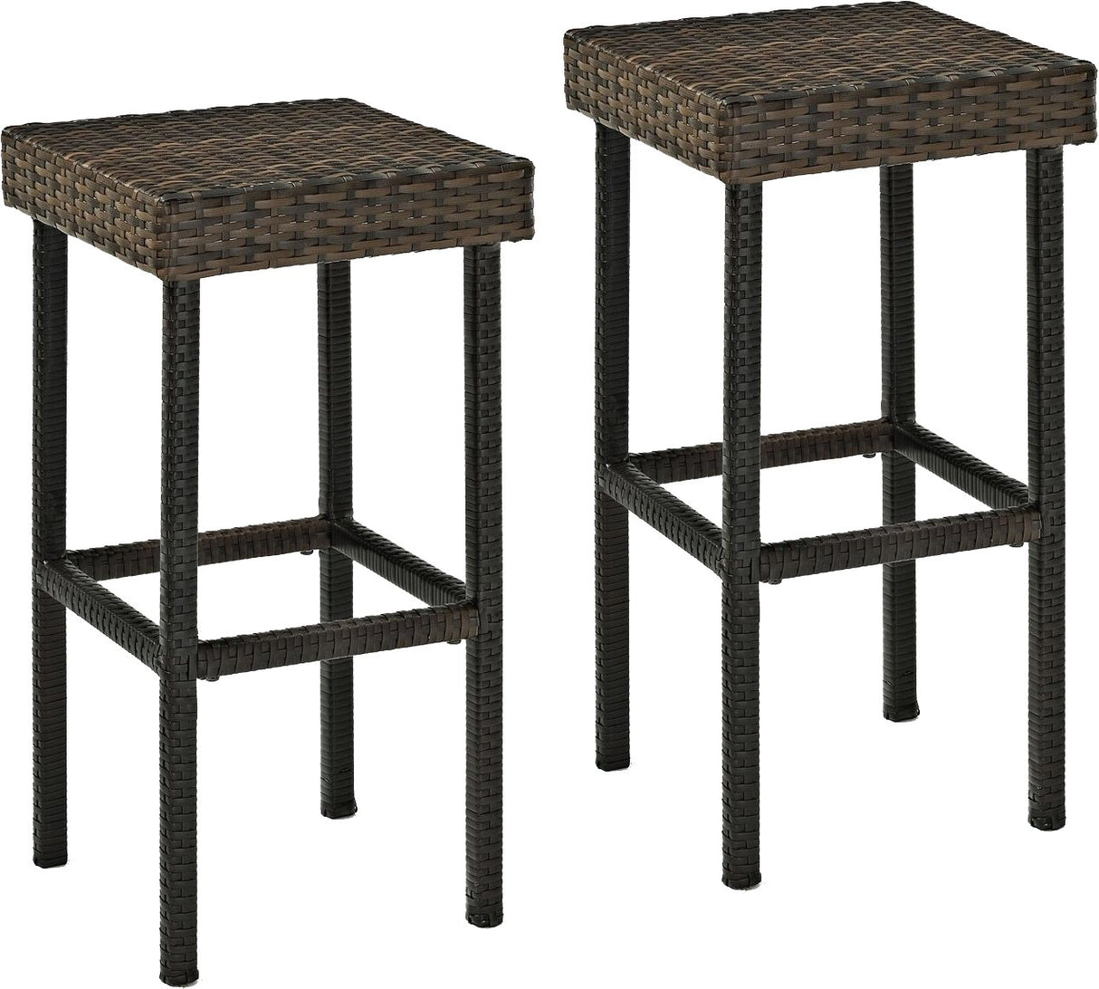 Crosley Furniture Palm Harbor Wicker Outdoor Bar Stools, Set of 2, Patio Furniture for Backyard, Balcony, Brown Crosley Furniture
