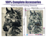 BOHADIY Horse Diamond Art Painting Kits for Adults, Full Drill Tree Diamond Dots Paintings for Beginners, Round 5D Paint with Diamonds Pictures Gem Art Painting Kits DIY Crafts16x12inch Animal Gray BOHADIY