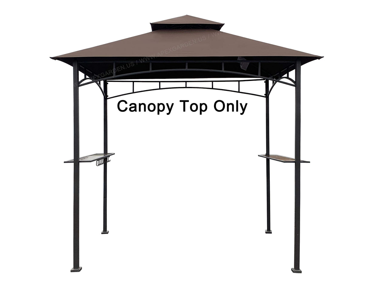 APEX GARDEN Replacement Canopy Top CAN ONLY FIT for Model #L-GG001PST-F 5' X 8' Brown Double Tiered Canopy Grill BBQ Gazebo (Top Only) (Brown) APEX GARDEN