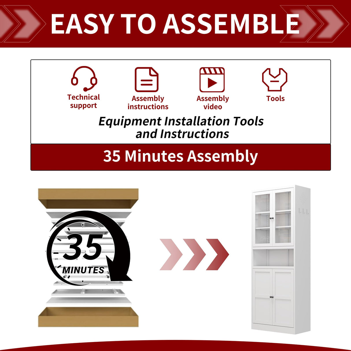 AQY Kitchen Pantry Cabinet,72" White Pantry Storage Cabinet with Adjustable Shelves and Glass Doors,Freestanding Cupboard,Metal Pantry Cabinets with Handle for Living Room Kitchen Assembly Required AQY