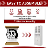 AQY Kitchen Pantry Cabinet,72" White Pantry Storage Cabinet with Adjustable Shelves and Glass Doors,Freestanding Cupboard,Metal Pantry Cabinets with Handle for Living Room Kitchen Assembly Required AQY