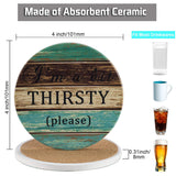 Ceramic Coasters for Drinks Absorbent, Esur Rustic Farmhouse Stone Coaster Set of 6 with Metal Holder for Wooden Table Protection, Funny Style for Bar Home Decor, Housewarming Gift esur